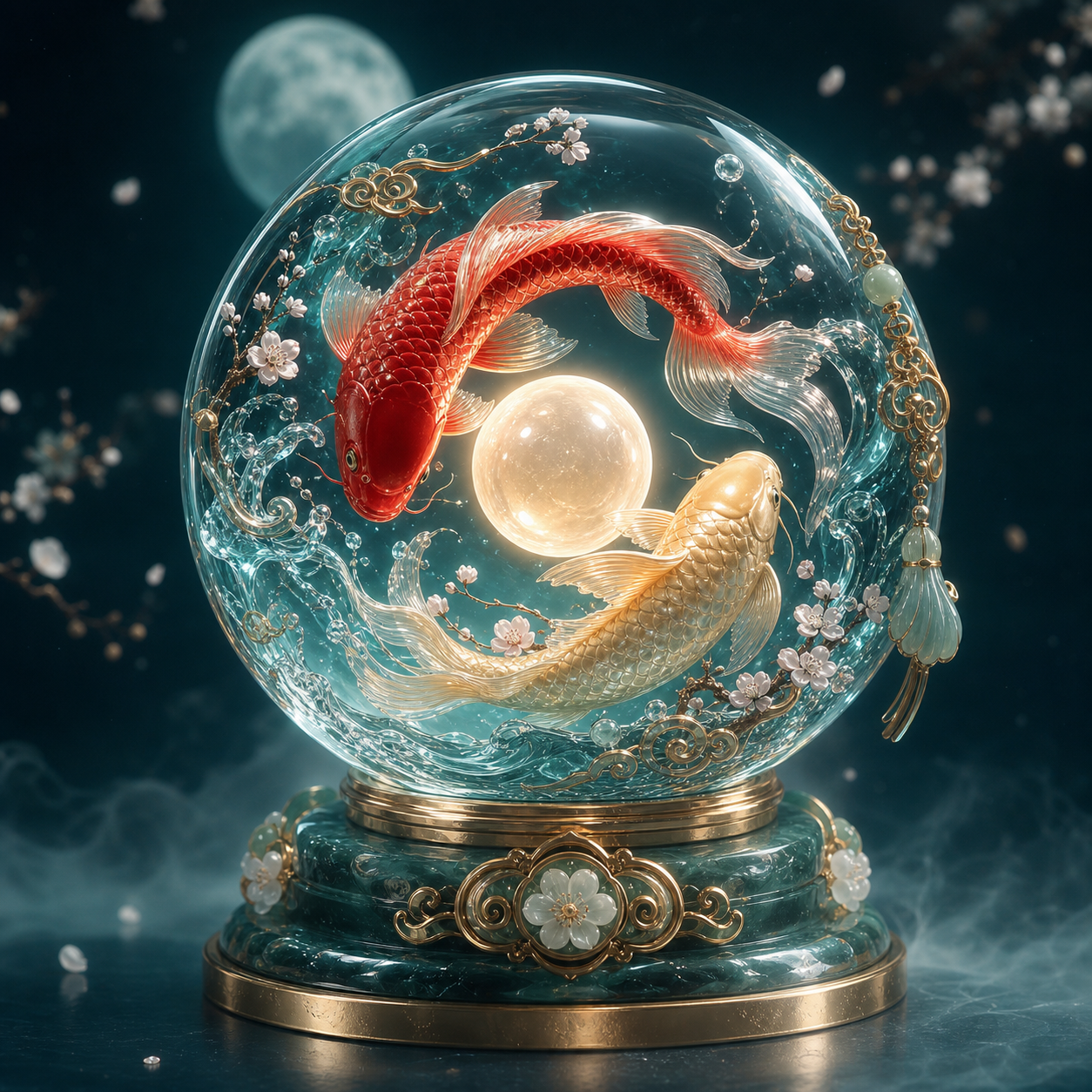 双鲤环绕月珠的星潮大奖